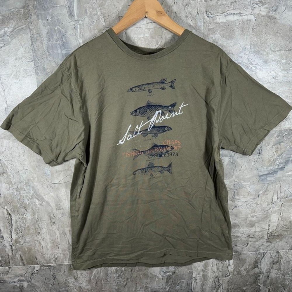 Chaps khaki green fishing tournament t-shirt Mens Size L